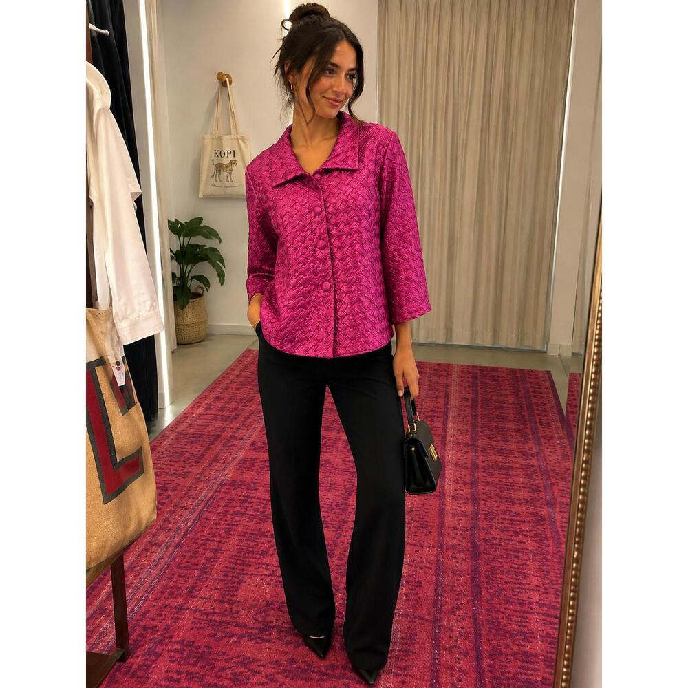 NEW WEAVZ basket weave jacket in fuchsia